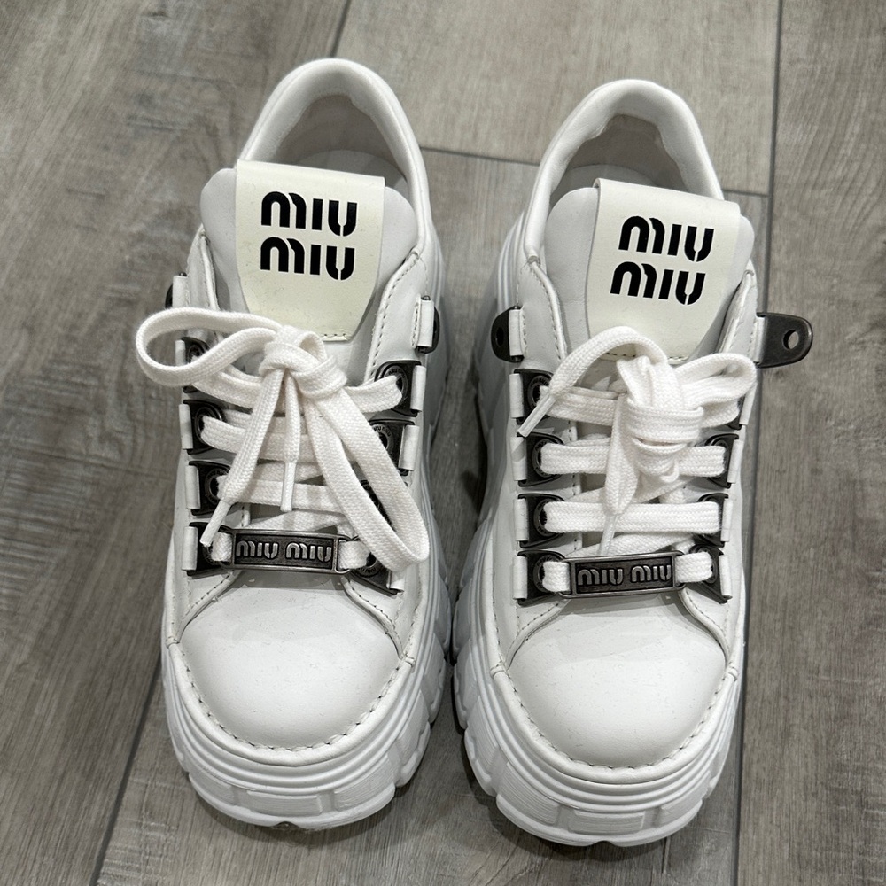 Miu Miu platform White Leather Sneakers